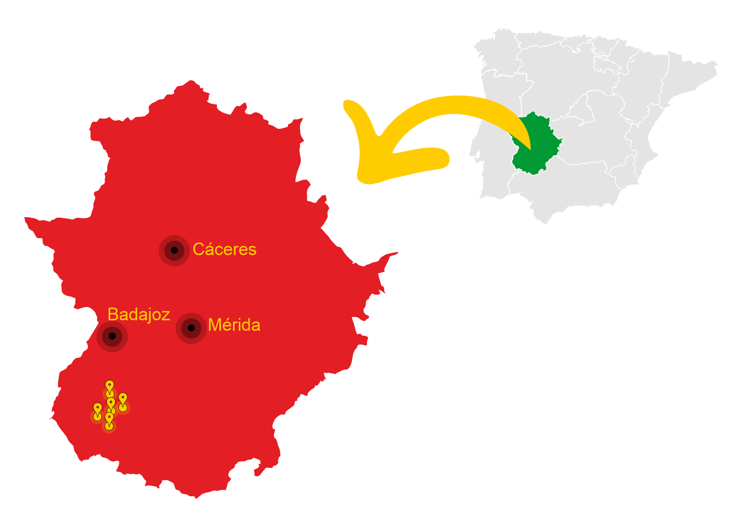 Mapa localizaciones 5 Días de España de Orientación 2023
