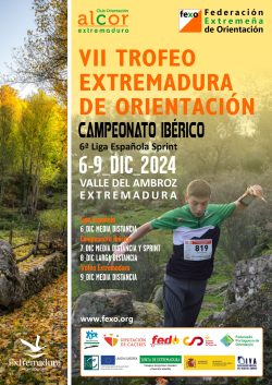 Imagen del Cartel Campeonato Ibérico Masculino - VII Trofeo Extremadura de Orientación 2024